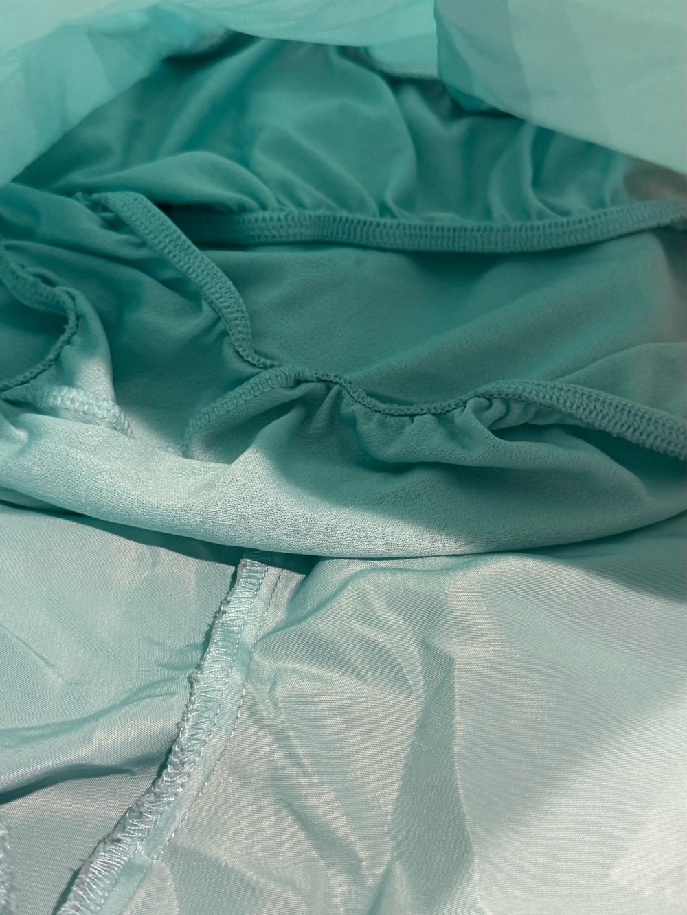 Classic Women's Athletic Shorts in Light Aqua with Blue Trim - Picture 5 of 7